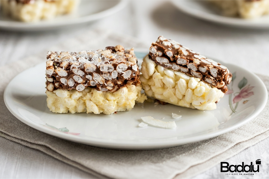 Tranci di riso soffiato al doppio cioccolato