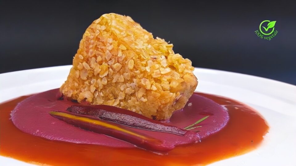 Ricetta Tofu croccante con crema di carote viola e fondo bruno vegetale