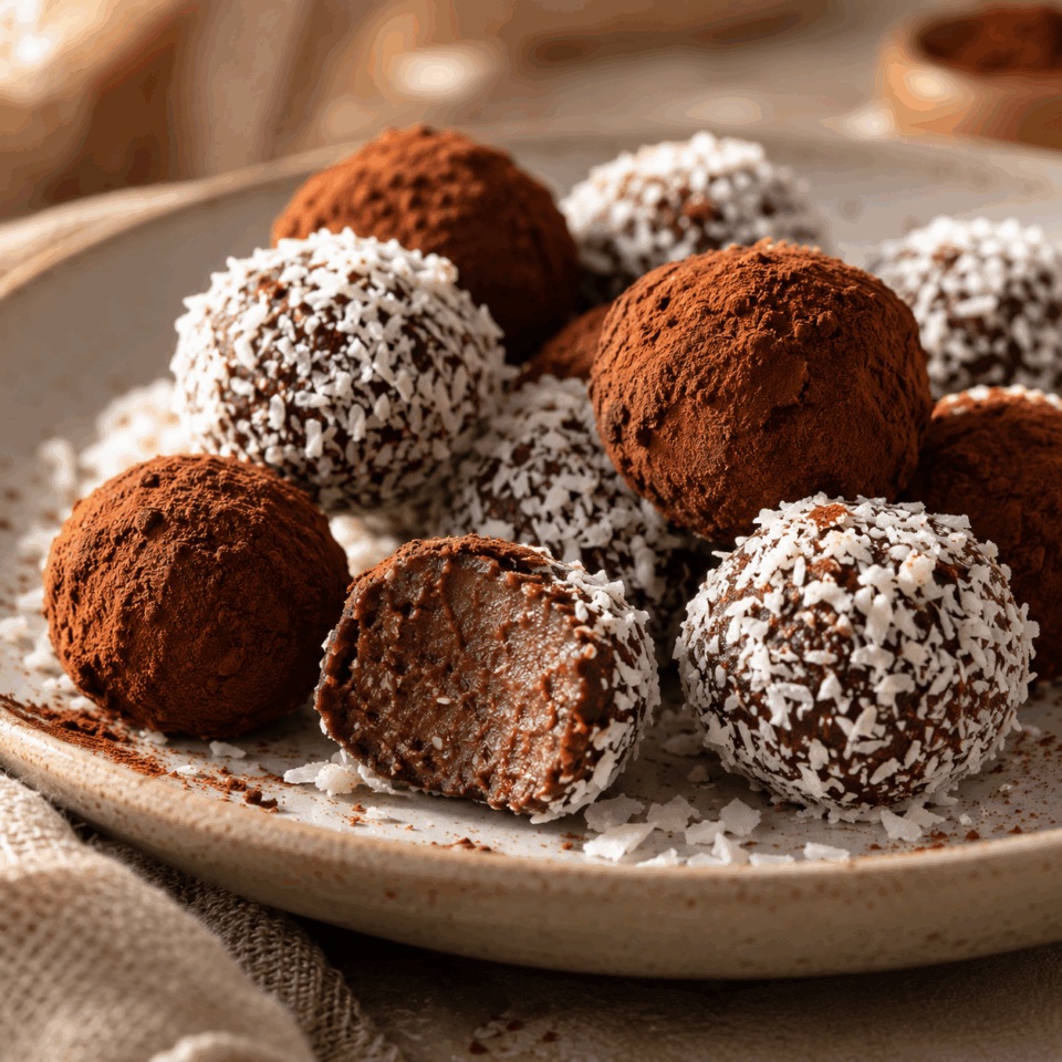 Tartufini ricotta, cacao e cocco al Bimby