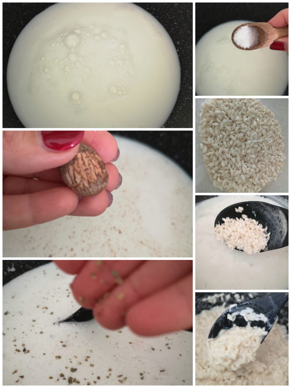 Cottura del riso nel latte per torta di riso salata genovese