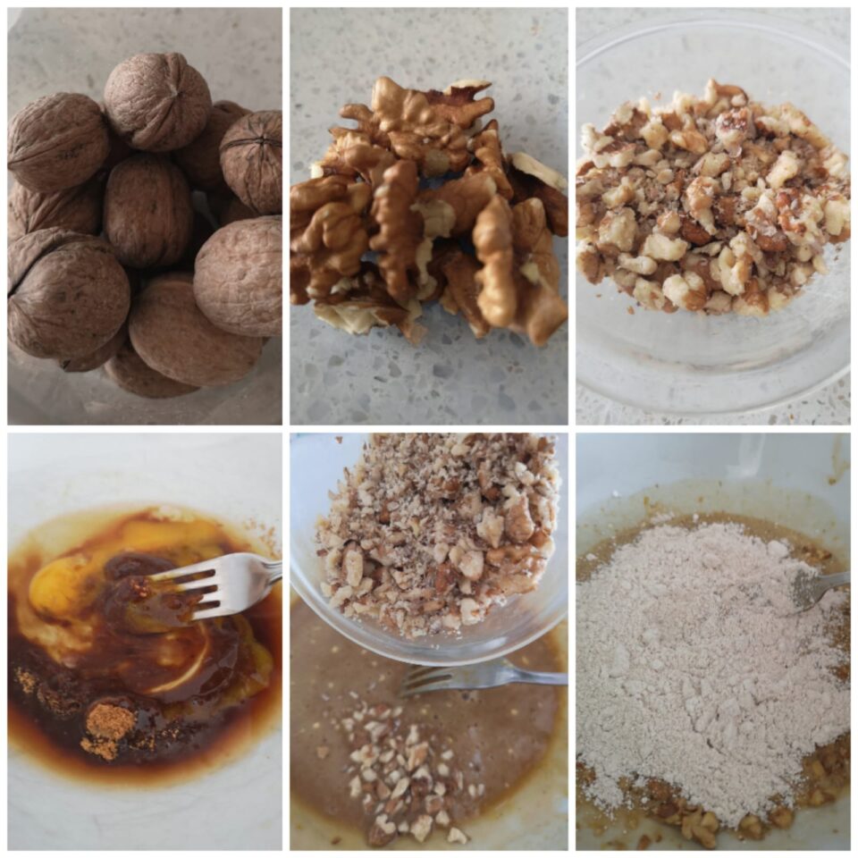 Fasi preparazione impasto biscotti avena e noci furbi tritate