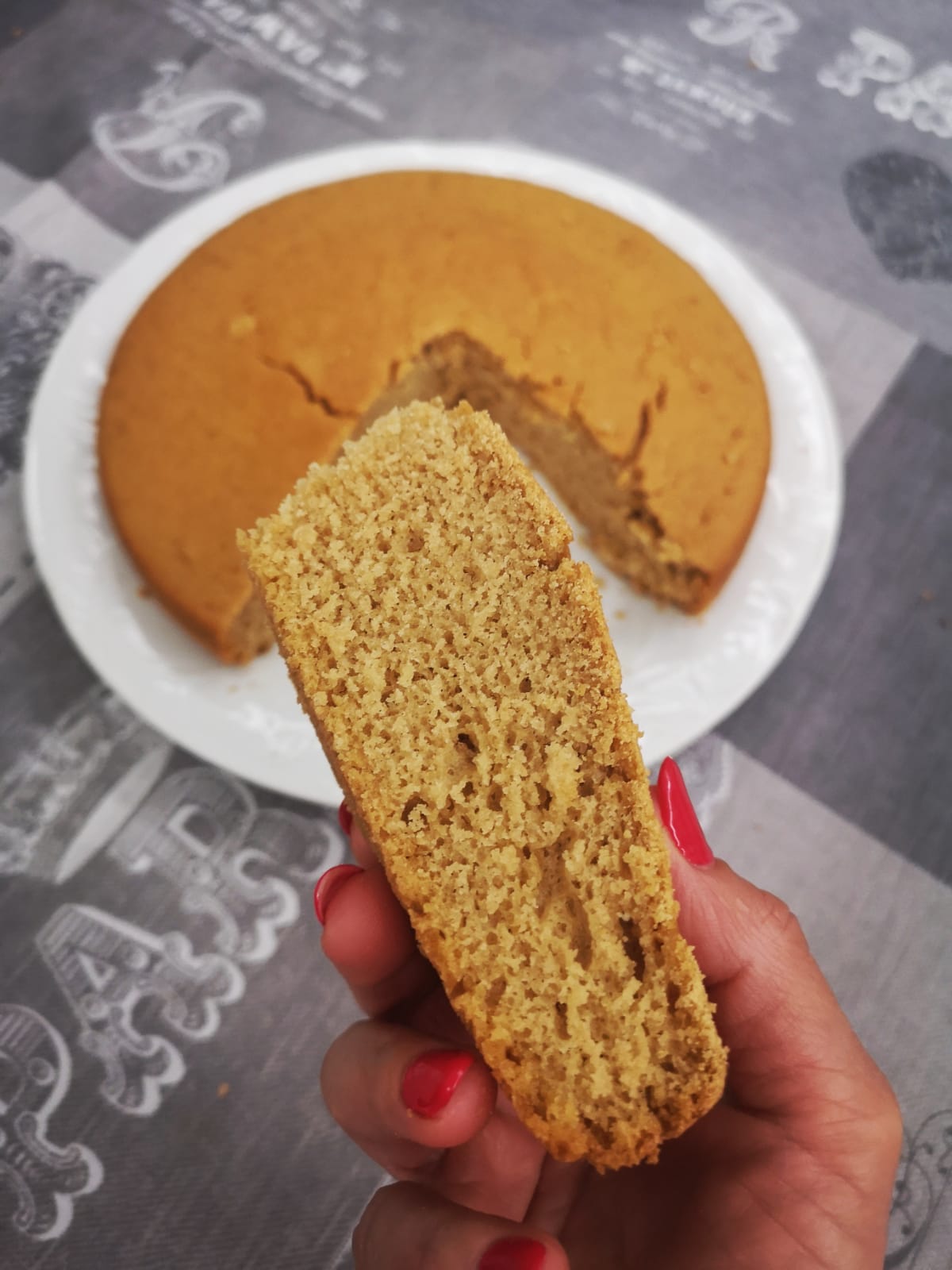 Torta all’acqua con farina di farro soffice e leggera, fetta interna