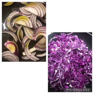 Crostata salata con pasta matta senza burro ripieno di cavolo rosso e gorgonzola 