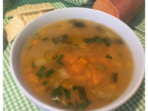 ZUPPA CON PATAE DOLCI ED ORZO PERLATO