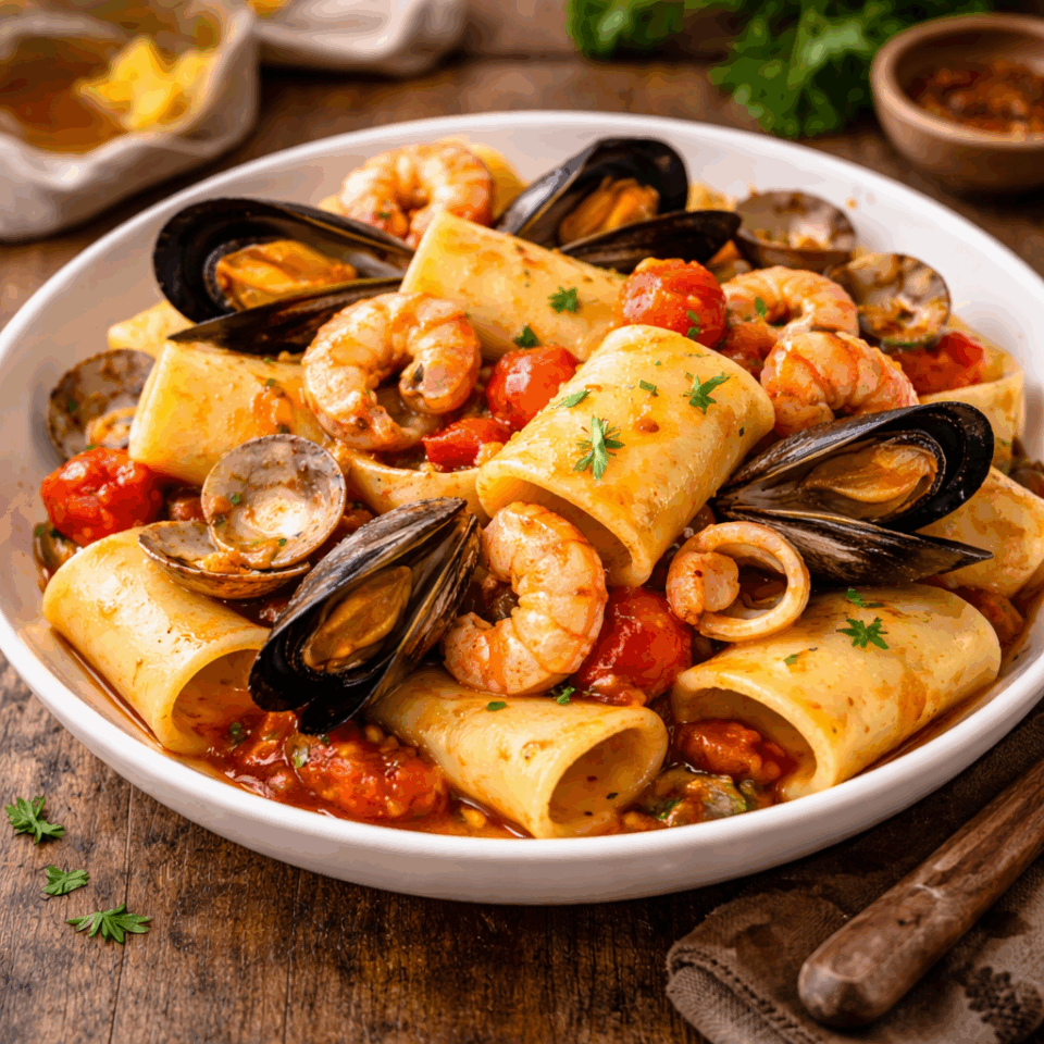 Paccheri ai frutti di mare: ricetta elegante e saporita - LA CANTINA ...