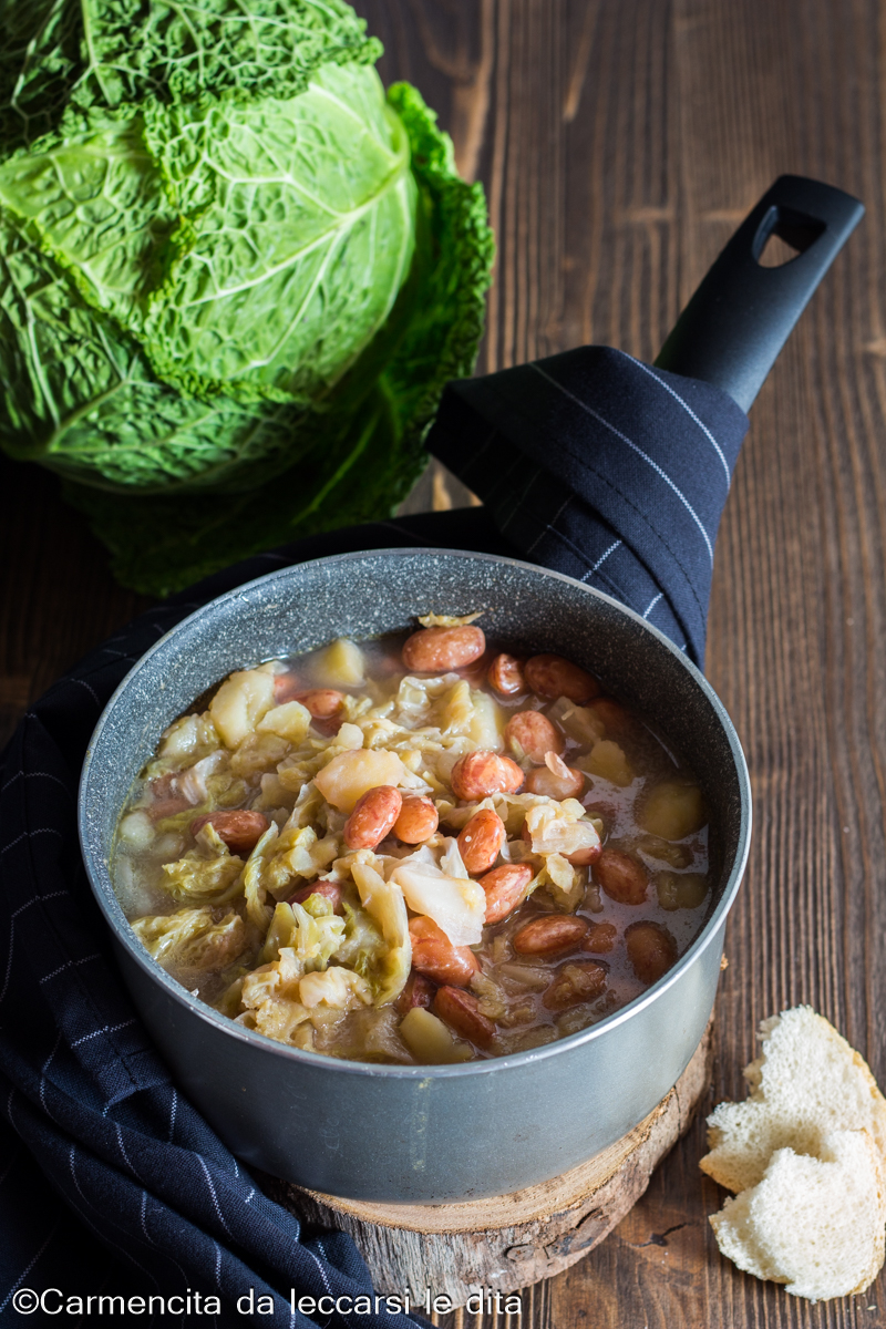 Zuppa Di Verza Patate E Fagioli Borlotti Ricetta Calda