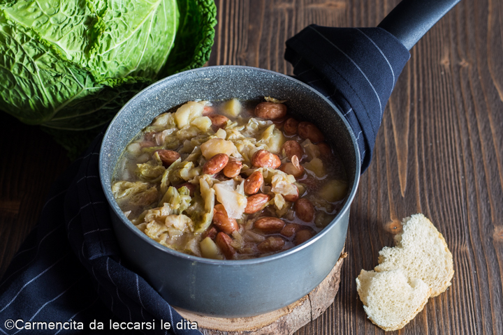 Zuppa di verza patate e fagioli