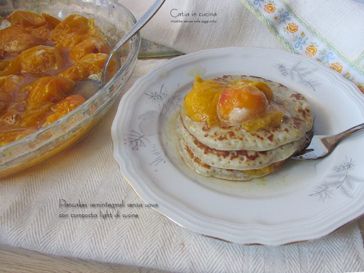 pancakes senza uova con composta light di susine