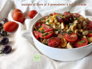 insalata di farro ai 3 pomodorini e tofu piccante