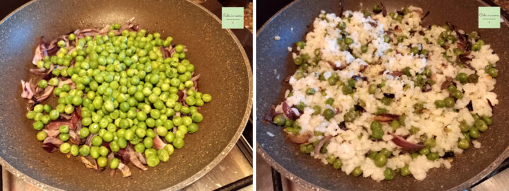 frittata di riso e piselli steps