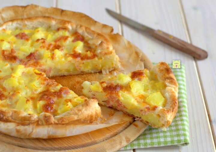 sfogliata patate prosciutto e mozzarella