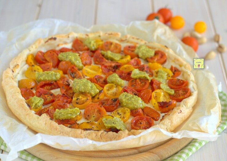 Sfogliata pomodorini ricotta e pistacchi