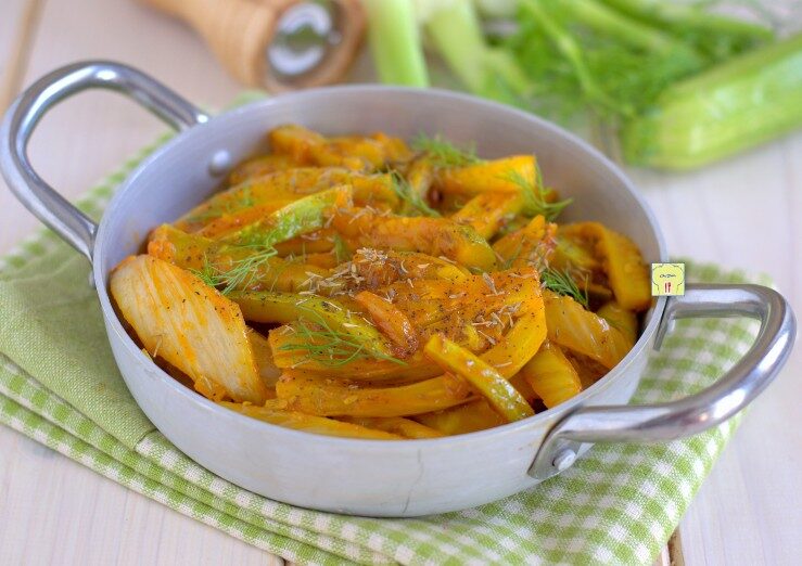 Finocchi e zucchine brasati
