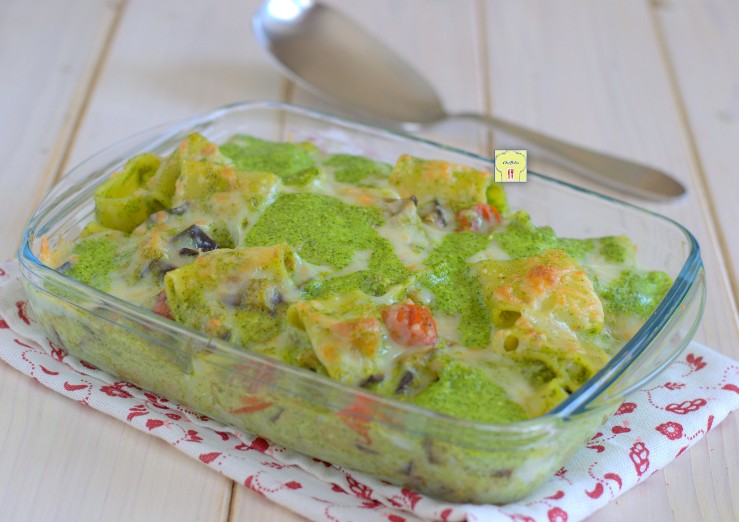 paccheri gratinati melanzane e pomodorini