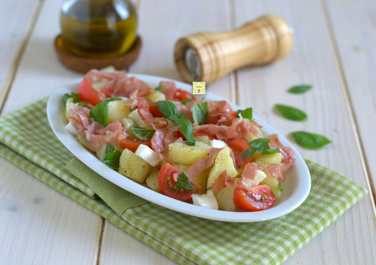 insalata di patate mortadella e pomodorini