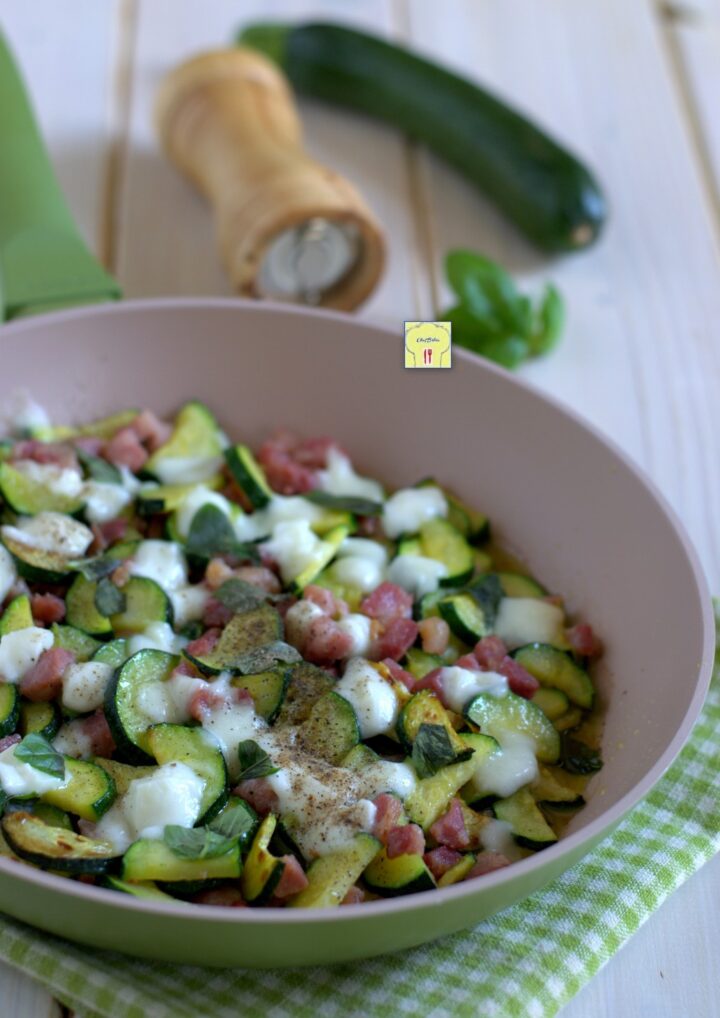 zucchine saltate pancetta e mozzarella gp