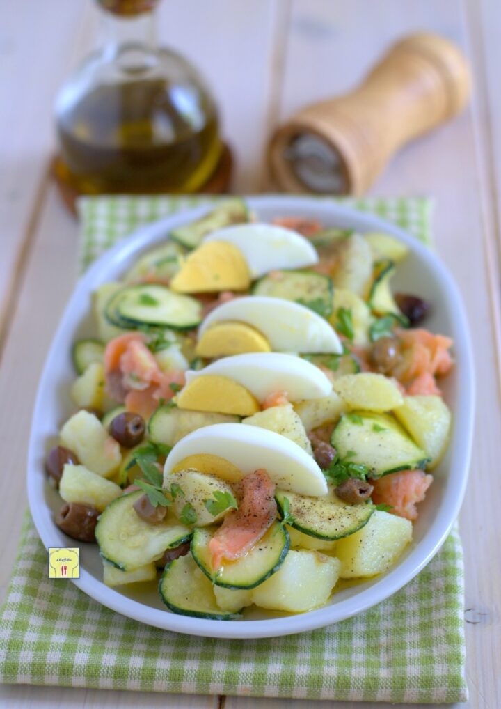 insalata di patate zucchine salmone e olive gp
