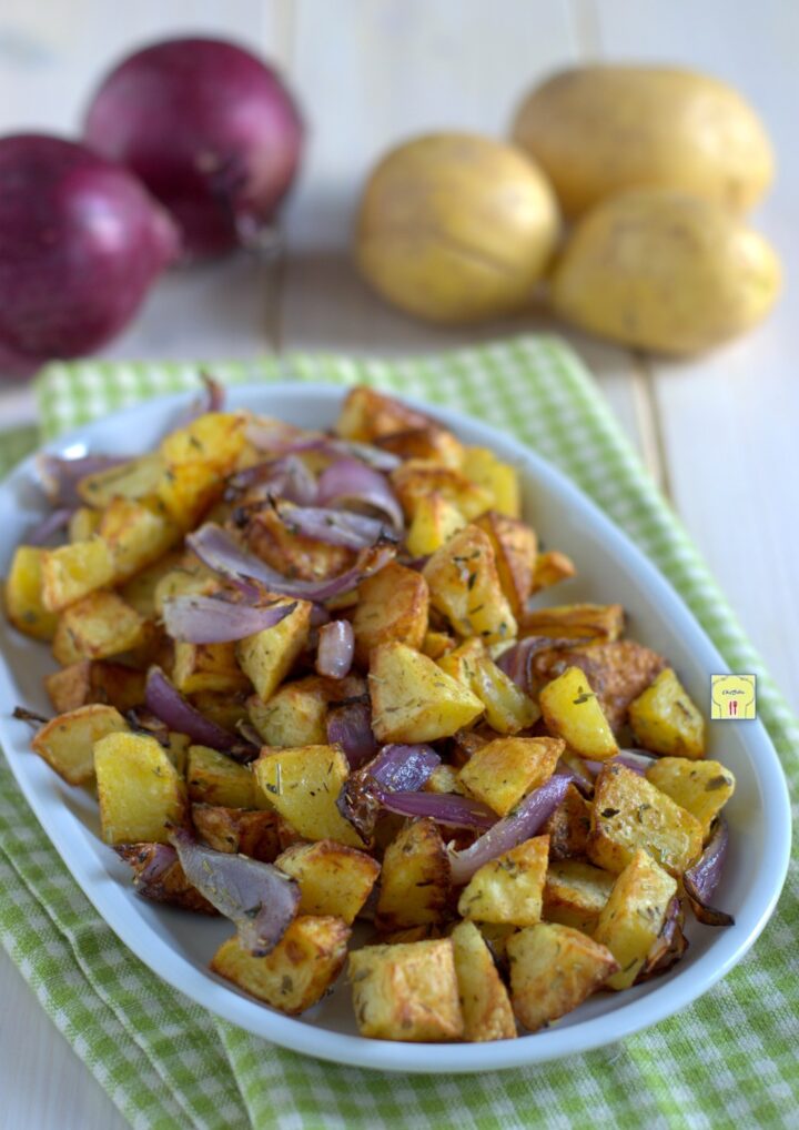 patate e cipolle rosse in friggitrice ad aria gp