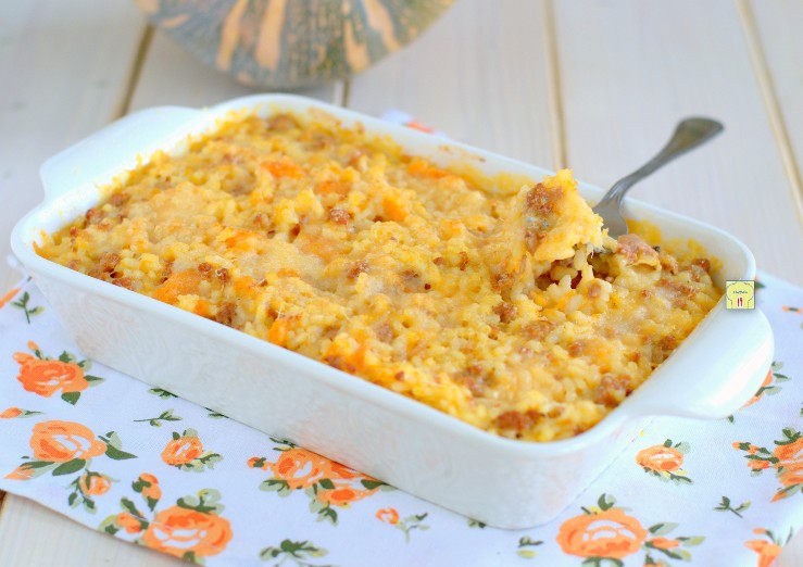 riso al forno zucca e salsiccia