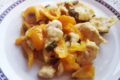 Bocconcini di petto di pollo ai peperoni e cipollotti