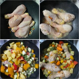 Cosce di pollo con verdure