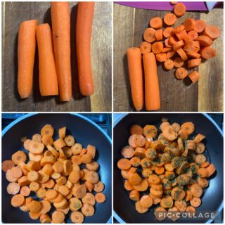 carote e piselli in padella