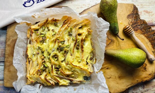 Torta salata rustica con gorgonzola e pere