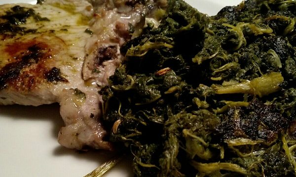 Bistecchina di Maiale con Rapini passati in padella