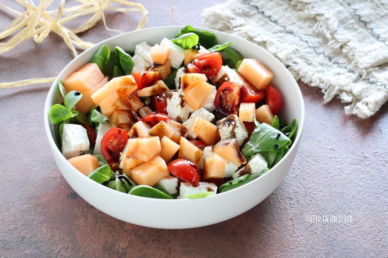 insalata di melone pomodorini e feta