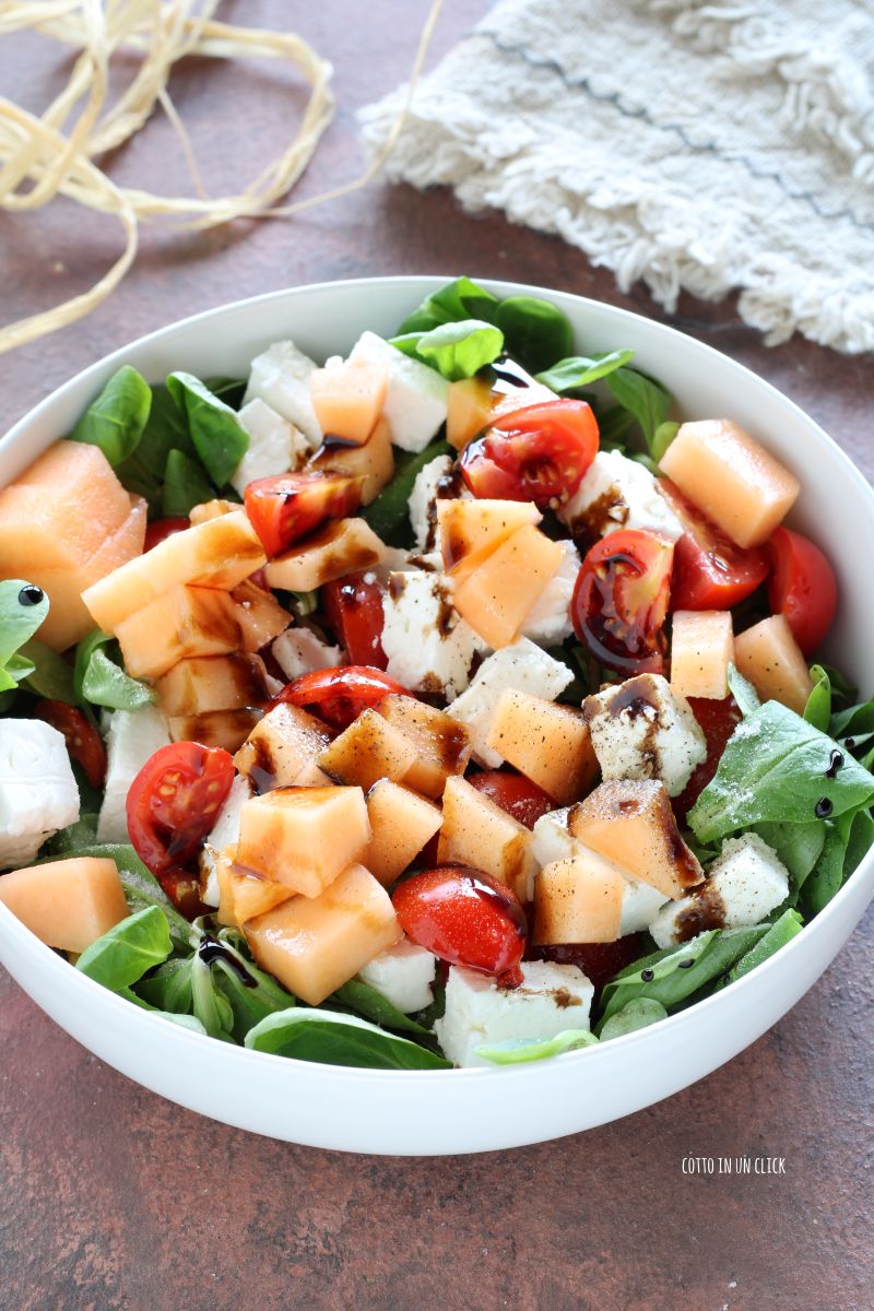 insalata di melone pomodorini e feta