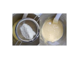 setacciare farina lievito e vanillina ed unirli al composto