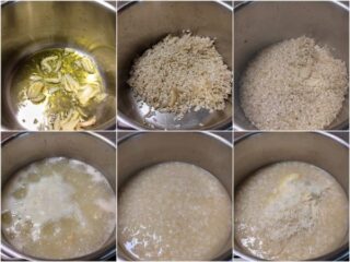 preparazione del risotto all'aglio