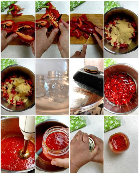 preparazione della confettura di peperoni