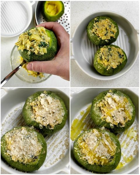 preparazione delle zucchine tonde ripiene