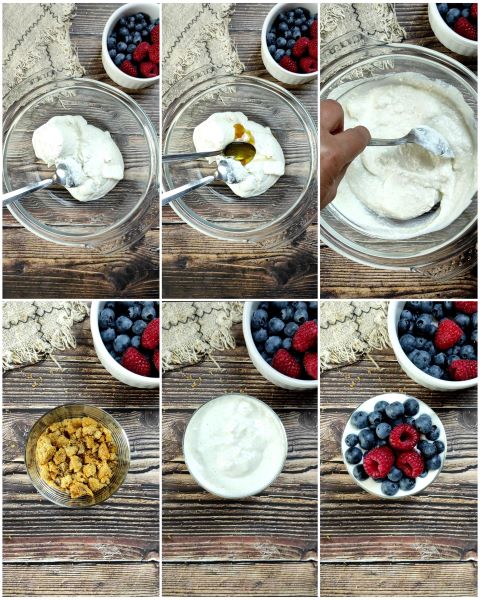 preparazione della cheesecake light monoporzione