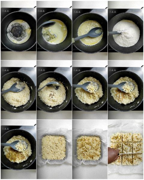 preparazione dei barfi al cocco