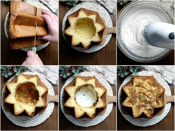 preparazione del pandoro farcito