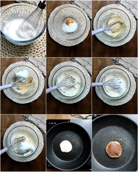 preparazione dei pancake allo yogurt