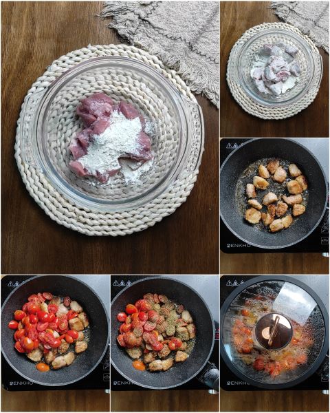 preparazione dei bocconcini di vitello alla pizzaiola