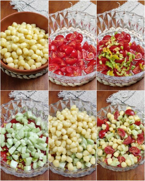 preparazione dei gnocchi freddi con verdure