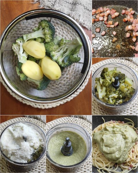 preparazione della pasta con broccoli e patate