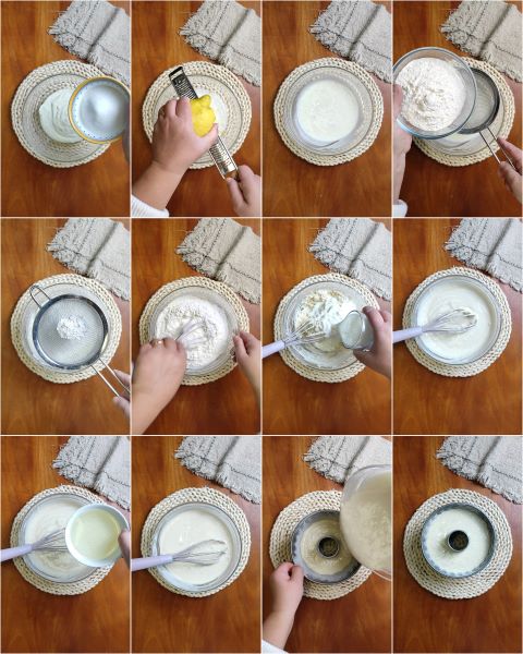 preparazione della ciambella allo yogurt senza uova