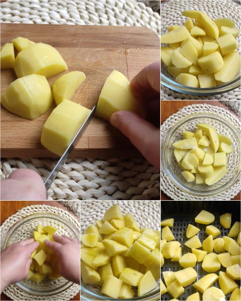preparazione delle patate in friggitrice ad aria