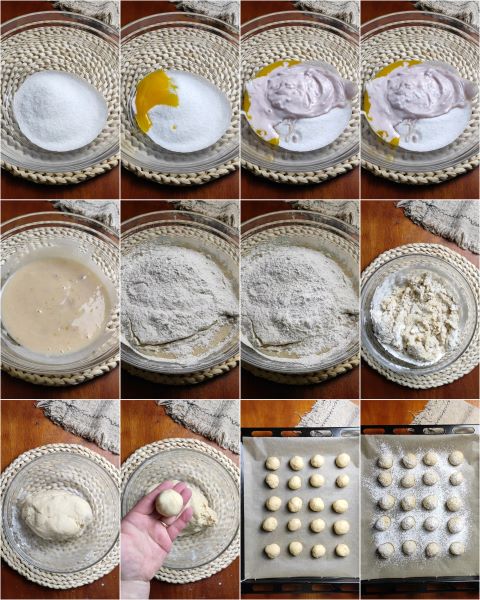 preparazione dei biscotti con yogurt