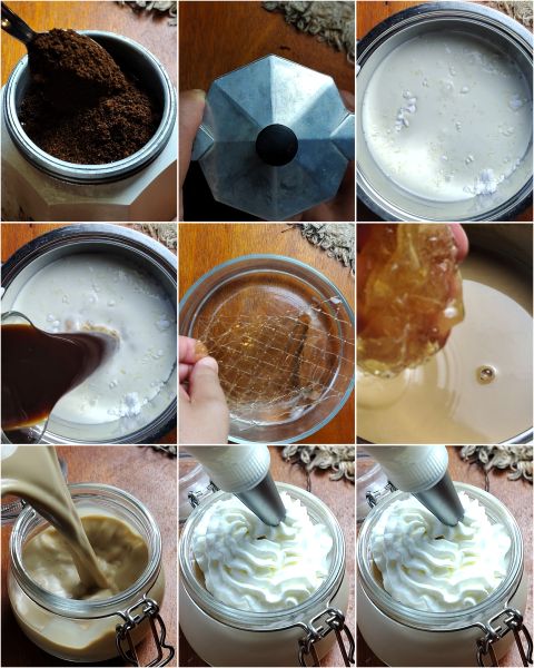 preparazione della panna cotta al caffè