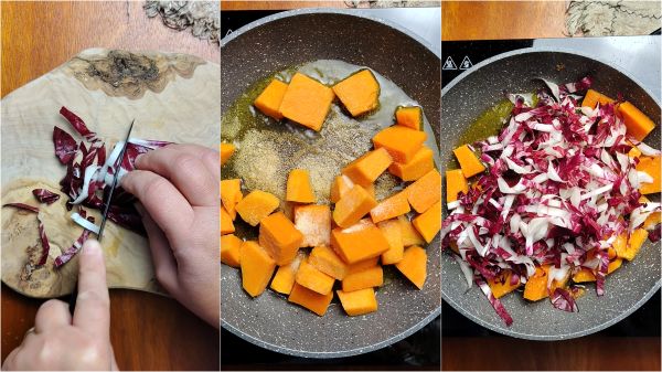 pulite e tagliate le verdure e cuocetele in padella