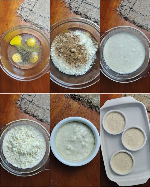 preparazione dei tortini al formaggio
