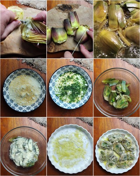 preparazione dei carciofi gratinati in friggitrice ad aria
