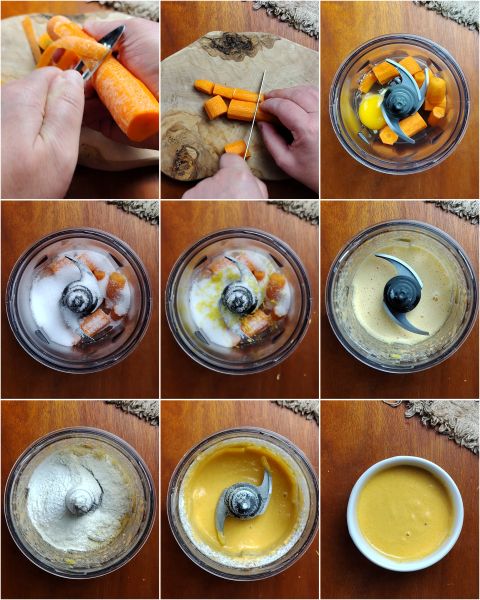 preparazione del tortino alle carote in friggitrice ad aria