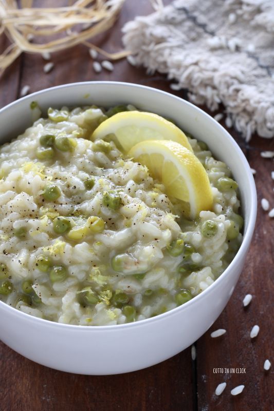 risotto piselli e limone in pentola a pressione